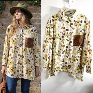 🌻 Jaded Gypsy Sunny Day Sunflower Button-Up Shirt 🌻